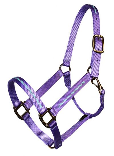 BRAIDED TRIM OVERLAY 1″ HALTER WITH SNAP, DURABLE BRONZE HARDWARE, halter, nylon, braided overlay, Triple E Manufacturing