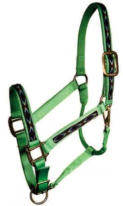 Economy 1" Adjustable Nylon Halter with Overlay, Lightweight Bronze Hardware, economy 1" adjustable halter, Triple E Manufacturing