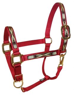 Draft Halter, 1" Premium Nylon Adjustable Halter w/Overlay, Durable Bronze Hardware