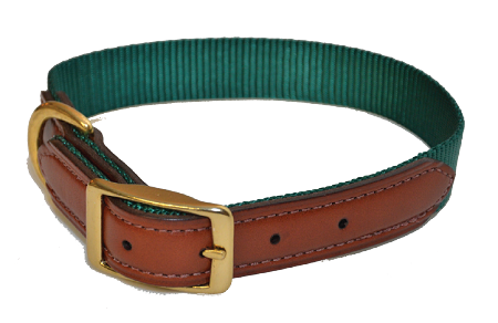 DOG COLLAR, 1″ PREMIUM NYLON WITH LEATHER ENDS, dog, collar, leather, Triple E Manufacturing
