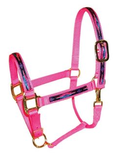 Premium 1" Nylon Adjustable Halter with Overlay, Durable Bronze Hardware