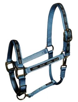 Premium 1" Nylon Adjustable Halter with Overlay, Durable Steel Gray Hardware, durable steel hardware, Triple E Manufacturing