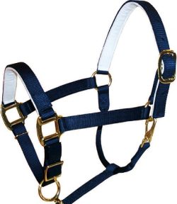 Felt-Lined 1" Adjustable Nylon Halter, Bronze Hardware