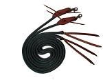 7' Split Reins with Poppers, Double-Braid Nylon Rope