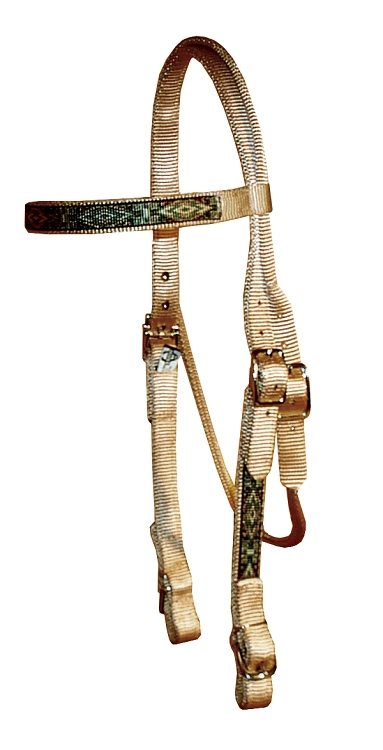 Brow Band Headstall with Southwest Overlay & Buckle Ends