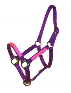 MINI 5/8″ PREMIUM NYLON ADJUSTABLE HALTER W/OVERLAY, NO SNAP, adjustable, halter, nylon, overlay, mini halter, Triple E Manufacturing