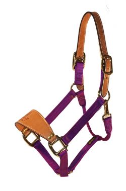 BRONC HALTER WITH LEATHER NOSE & CROWN, SNAP & MALLEABLE IRON HARDWARE, bronc, halter, leather, nose, crown, nylon, Triple E Manufacturing