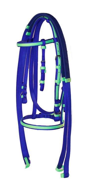 RACE BRIDLE WITH OVERLAY & DOUBLE PLY REINS, race, bridle, overlay, reins, nylon, Triple E Manufacturing