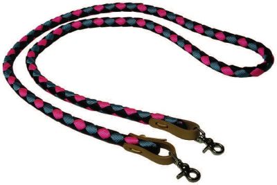 8′ BRAIDED 1/2″ NYLON REIN WITH WATER STRAPS, braided, nylon, rein, water, straps, Triple E Manufacturing