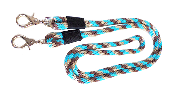 Leather Rope Bronc Rein Split 7ft - 4 Ply Bourbon Colored - Trigger Snap