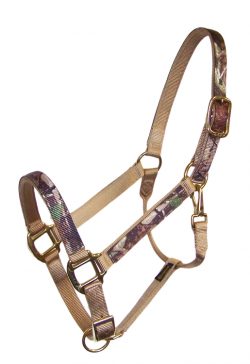 REALTREE® CAMOUFLAUGE 2-PLY NYLON ADJUSTABLE CAMOUFLAGE HALTER, BASIC BRONZE HARDWARE, camouflage, nylon, adjustable, halter, Triple E Manufacturing