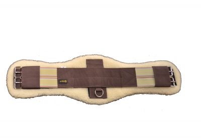 Contoured Endurance Girth w/ Double End Elastic & Removable Lambs Wool Pad & 1-1/4" Stainless Steel Roller Buckles