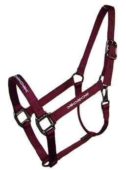 Tough 1 Red Nylon Halter W/Glitter Heart Accents and Satin Hardware 50-2031 